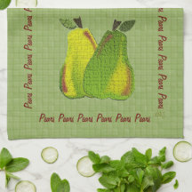 Textured  Pears (tiled green) Kitchen Towel