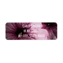 Textured Pink and Black Petunias Return Address Label