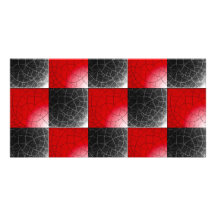 Textured red and black chequerboard photo card