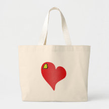 Textured Red Heart Canvas Bags