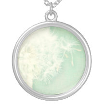 Textured Sea Foam Green Dandelion necklace