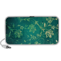 Textured Teal and yellow floral print. speakers