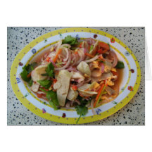 Thai Spicy Sausage Salad ... Thailand Street Food Greeting Cards