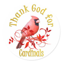Thank God for Cardinals Round Sticker