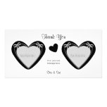 Thank You - 2 Photos - Black Hearts on White Photo Cards