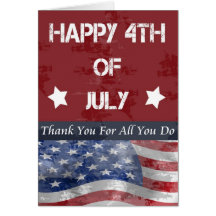 Thank you and Happy 4th for Serviceman/woman Greeting Cards