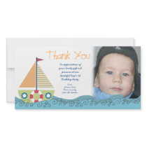 Thank You Baby Boy's 1st Birthday Party Photocard