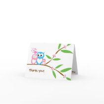 Thank you Baby Girl Owl Baby Shower Note Card
