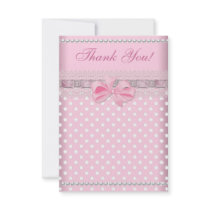 Thank You Baby Shower Girl Baby Pink Spot Pearl Personalized Announcements