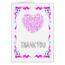 Thank you - Bible verse, pink heart Greeting Card
