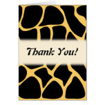 Thank You. Black and Yellow Giraffe Print Pattern. Card
