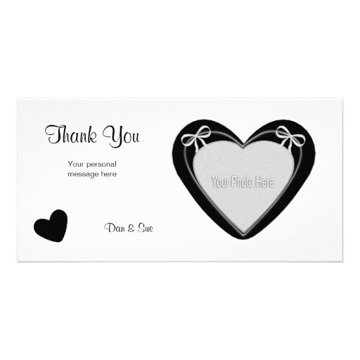 Thank You - Black Heart on White Photo Card