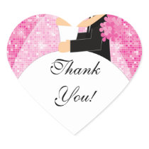 Thank You Bridal Shower Sticker Bride Groom Pink