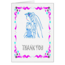 Thank you - Bride, sketch in blue Cards
