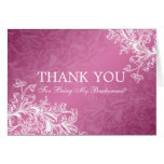 Thank You Bridesmaid Vintage Swirls Pink Greeting Cards