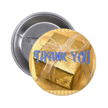 Thank You Button-Gold Gift