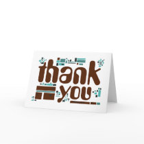 Thank You Card, brown and turquoise teals