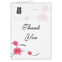 Thank You Card Cherry Blossom Double Happiness