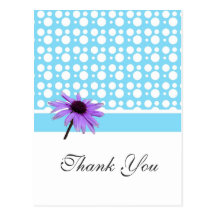 thank you card, dots and daisy postcards