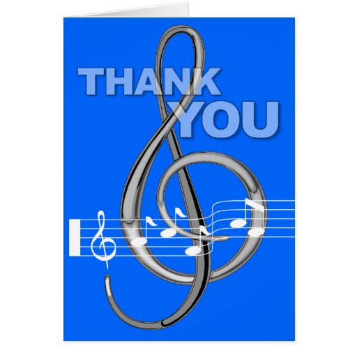 Thank You Card G Clef Music Note Blue