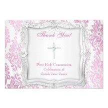 Thank You Card Girl First Holy Communion Cross