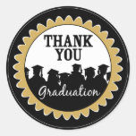 Thank-You Card Graduation Seal {black} Round Stickers
