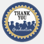 Thank-You Card Graduation Seal {blue} Round Stickers