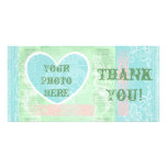 Thank You Card, Heart Photo Insert, Pastel Colours Custom Photo Card