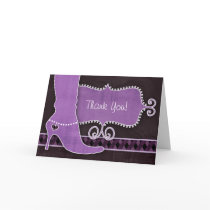 Thank You Card w/ fun Purple Boot & heart diamonds