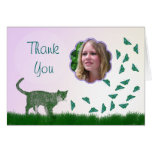Thank you card with a cat and butterflies