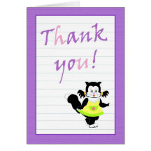 Thank you card with cute cat acknowledgement