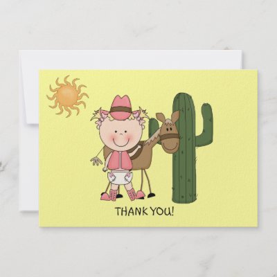 Cowgirl Baby Clothes on Thank You Cowgirl   Pony Baby Gift Card   Western Personalized