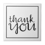 Thank You Cursive black Tile