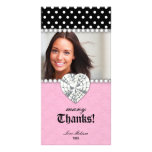 Thank You Dots Lace Pearls Jewel Sweet 16 Photo Card