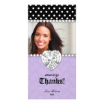Thank You Dots Lace Pearls Jewel Sweet 16 Purple Photo Card