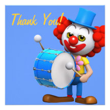 Thank You! Drummer Clown Thankyou Personalized Announcements
