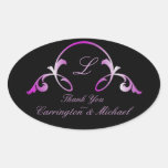 "Thank You" - Flourish in Shades of Purple Oval Sticker