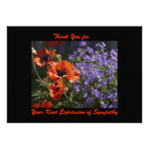 Thank You for Sympathy, Orange Flowers Poppies Custom Invitations