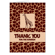 Thank You for the Donation Giraffe Print Cards