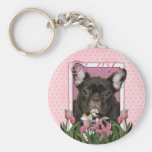 Thank You - French  Bulldog - Teal Keychain