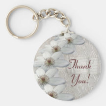 Thank You Gift - Key Chain White Lace and Flowers