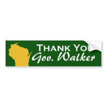 Thank You Governor Scott Walker of Wisconsin Bumper Stickers