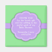 Thank You Green Baby Shower Favour Magnet