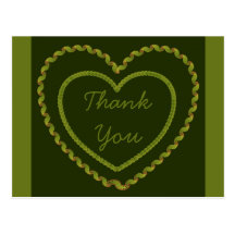 Thank You Green Love  Hearts Postcard