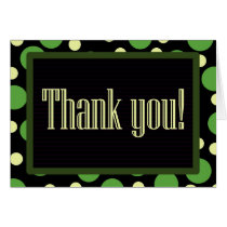 Thank You Green Yellow Dots Black Background cards