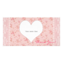 Thank You Heart Flowers Lace Photo Card Template