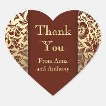 thank you heart shape wedding sticker