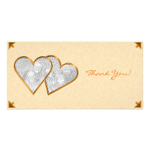 Thank You Hearts Orange Damask Photo Card Template