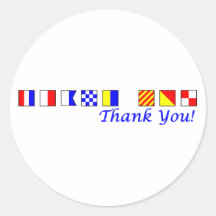 Thank You in nautical flag alphabet Round Stickers