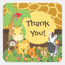 Thank You Jungle Safari Baby Animals Sticker